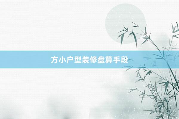 方小户型装修盘算手段
